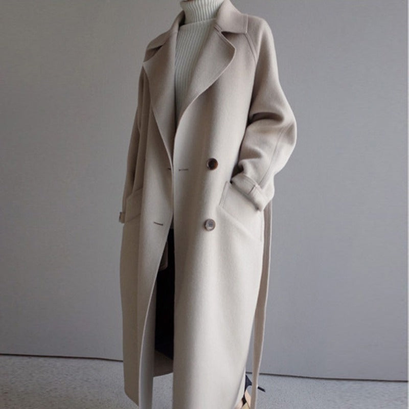 Women's Stylish Long Trench Coat with Elegant Finish-Metro Lane Plaza