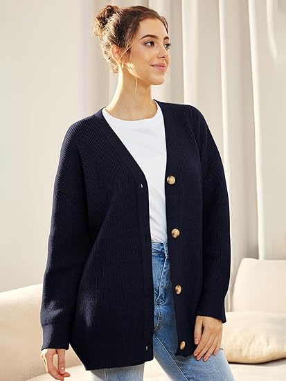 Gestrickte Strickjacke mit Knöpfen für Damen