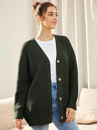 Gestrickte Strickjacke mit Knöpfen für Damen