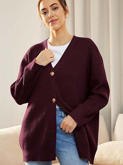 Gestrickte Strickjacke mit Knöpfen für Damen