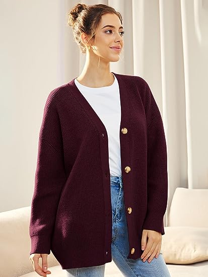 Gestrickte Strickjacke mit Knöpfen für Damen