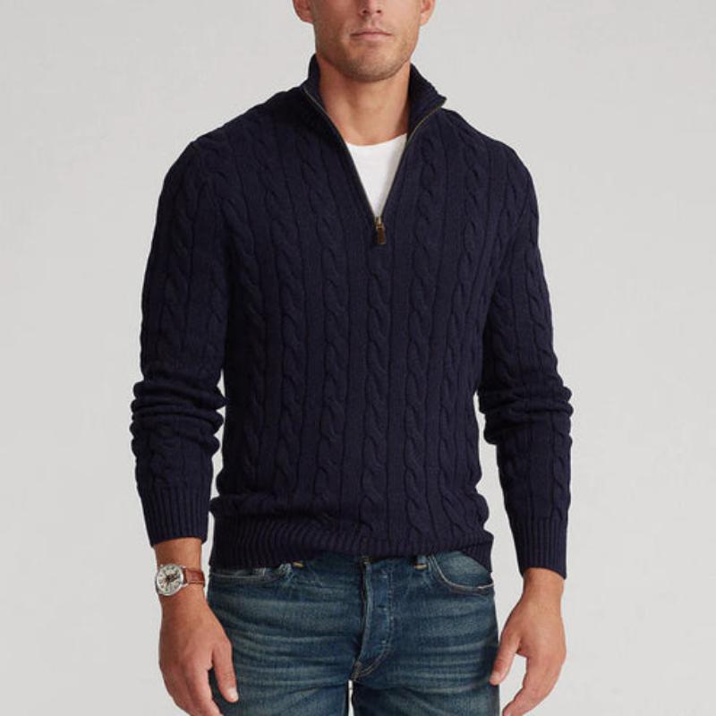 Herrenpullover mit halbem Reißverschluss
