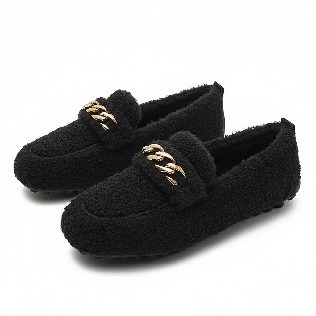 Emily | Women's Comfortable Black Suede Slippers for Home & Travel-Metro Lane Plaza