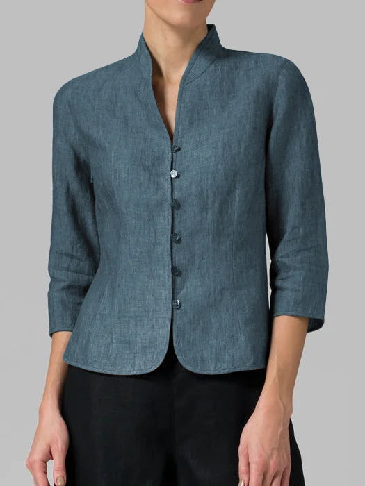 Women's Elegant Linen Blazer-Metro Lane Plaza