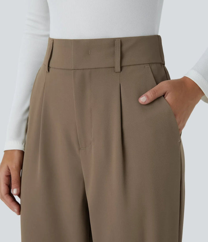 Hella | Women's High-Waisted Soft Stretch Trousers-Metro Lane Plaza