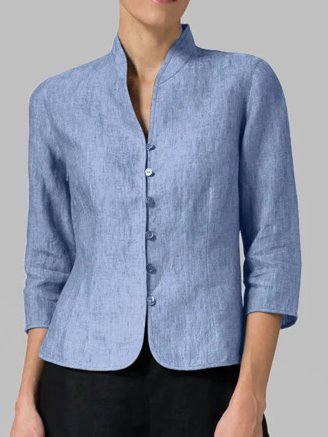Women's Elegant Linen Blazer-Metro Lane Plaza