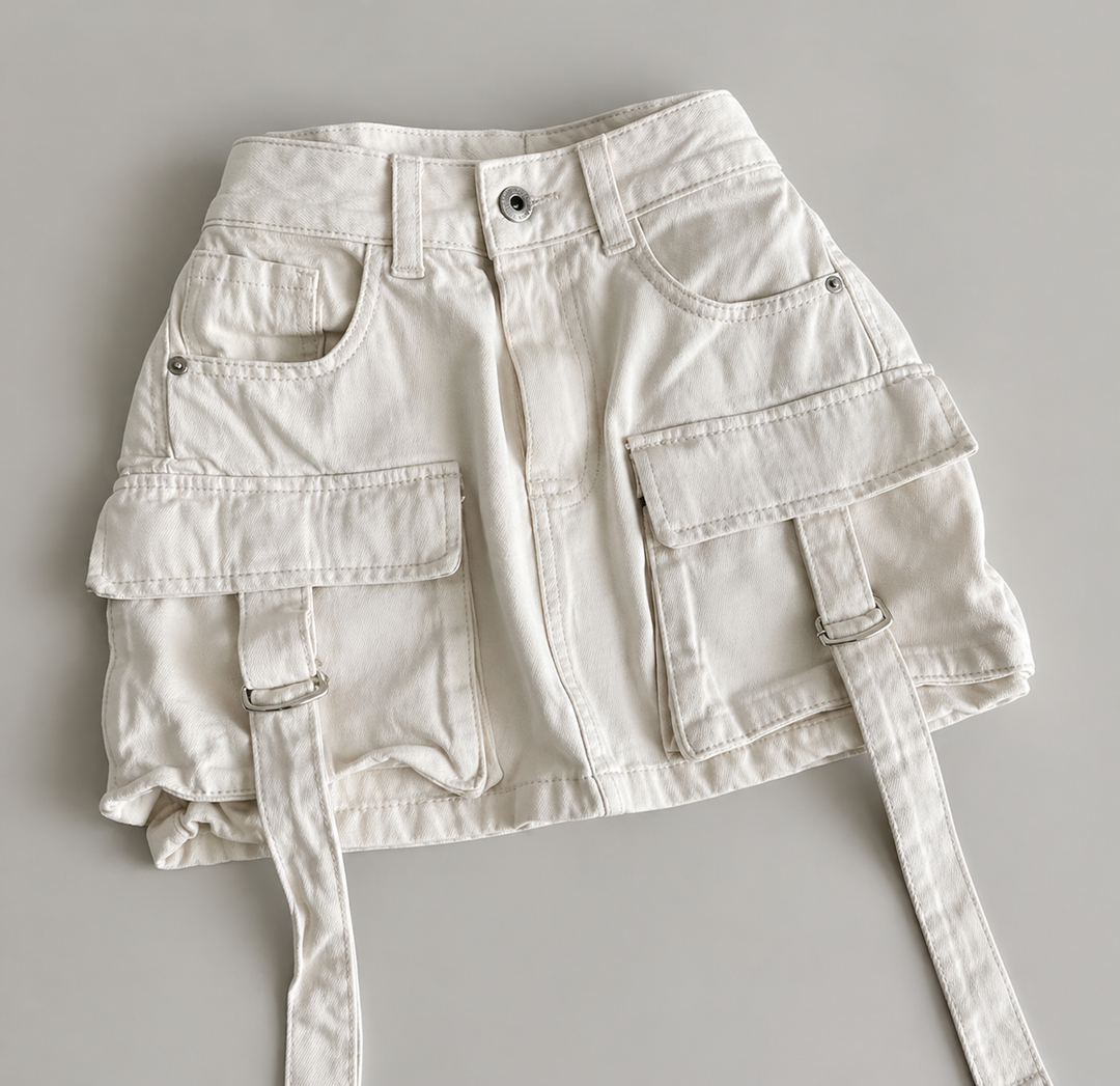 Women's Denim A-Line Mini Skirt with Pockets for Casual Style-Metro Lane Plaza