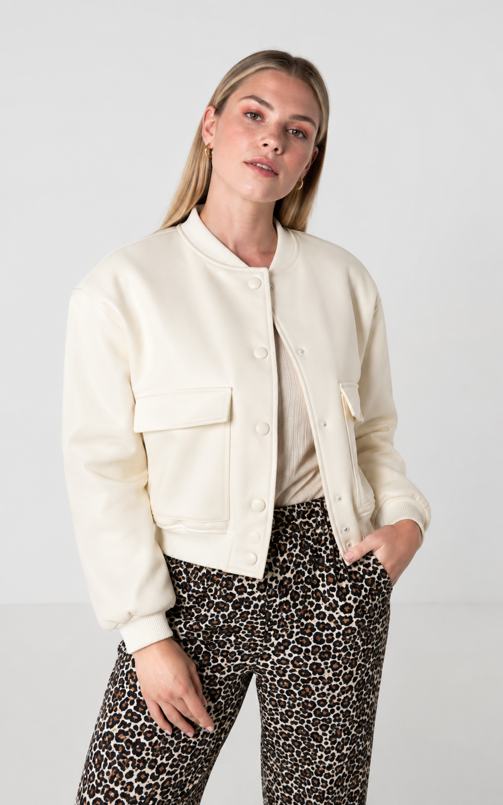 Sophia | Women's Comfortable Luxury Bomber Jacket-Metro Lane Plaza