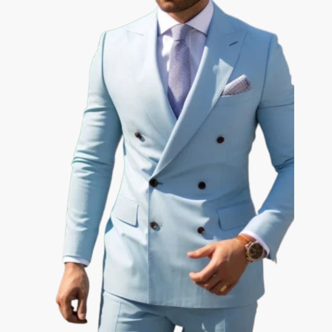 Men's Premium Double-Breasted Six-Button Two-Piece Suit-Metro Lane Plaza