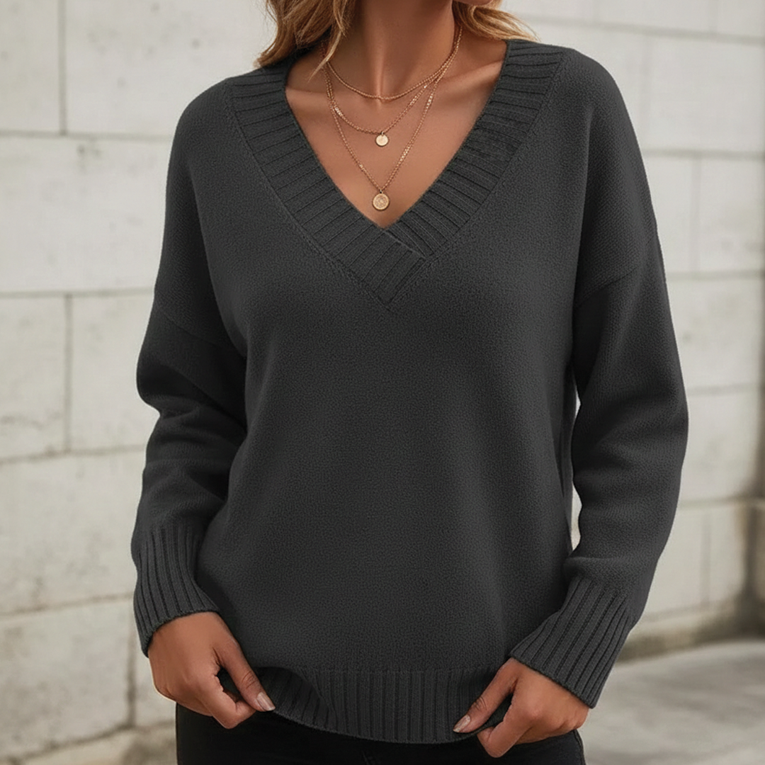 Sweater med V-hals til kvinder