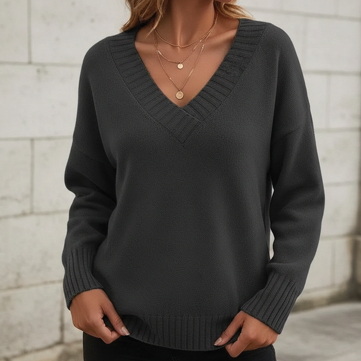 Sweater med V-hals til kvinder