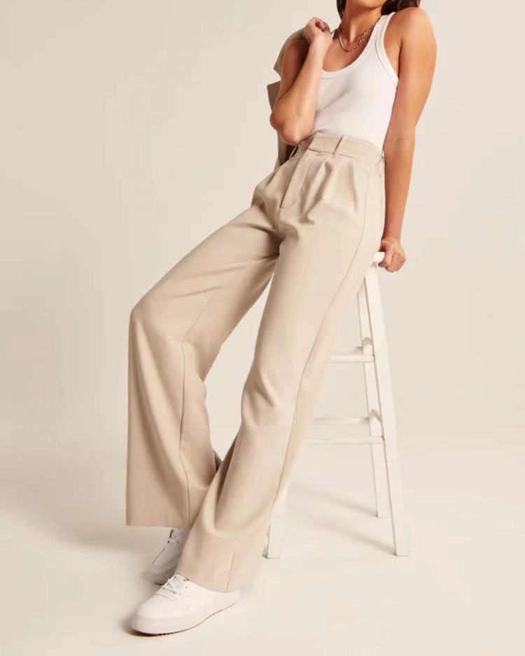 Casual Wide Leg Trousers with Pockets for Women - High Waist Style-Metro Lane Plaza