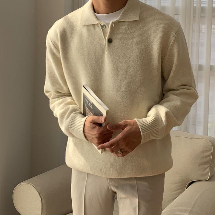 Herren-Strickpullover im Polo-Stil