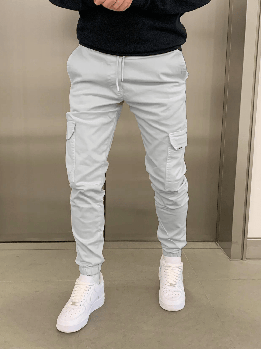James | Men's Slim Cargo Jogger Pants with Adjustable Waist and Pockets-Metro Lane Plaza