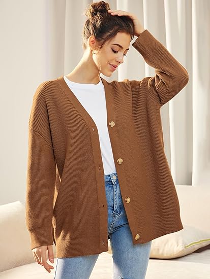 Gestrickte Strickjacke mit Knöpfen für Damen