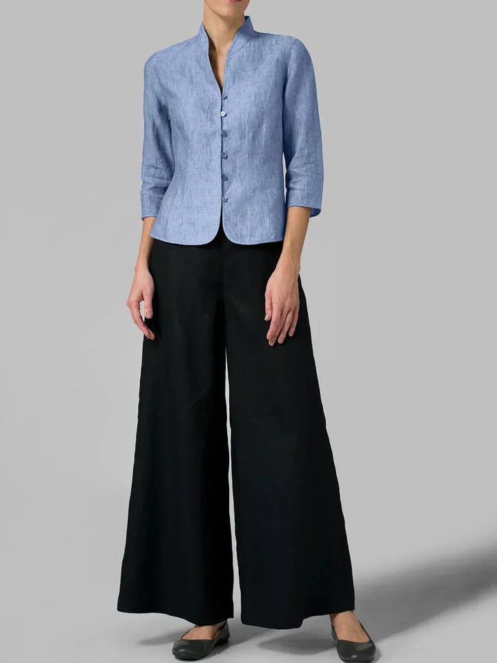 Women's Elegant Linen Blazer-Metro Lane Plaza