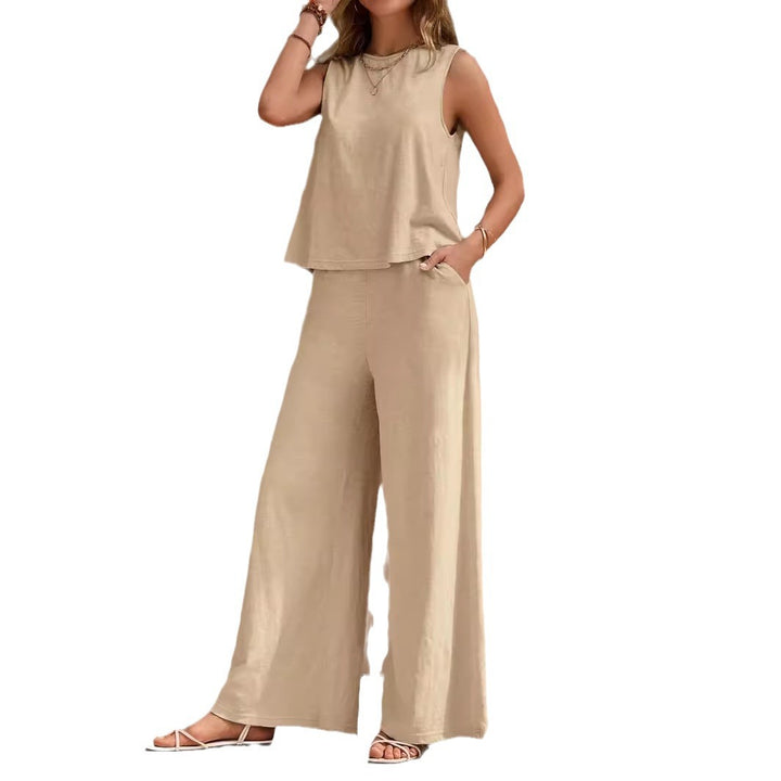 Elegant Spring Summer Women's Casual Loose Pants Set Outfit-Metro Lane Plaza