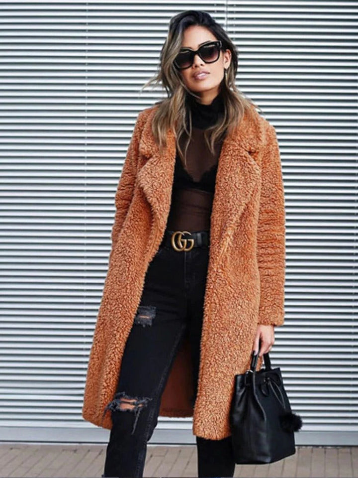 Women's Long Soft Fleece Teddy Coat-Metro Lane Plaza