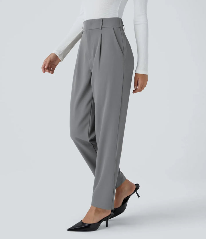 Hella | Women's High-Waisted Soft Stretch Trousers-Metro Lane Plaza