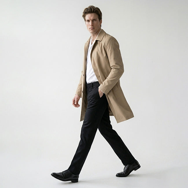 Men's Stylish Mid-Length Trench Coat