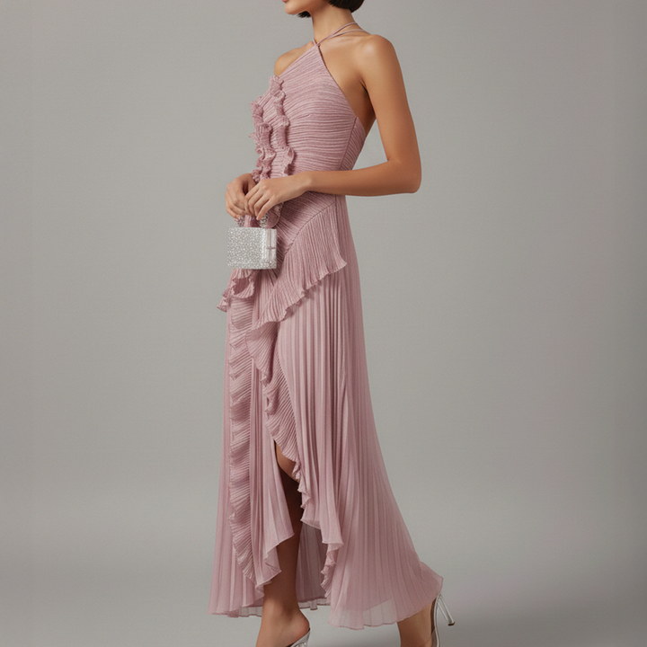 Avery | Women's Asymmetric Pleated Dress-Metro Lane Plaza