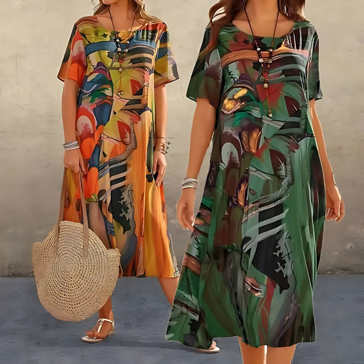 Karisa | Women's Elegant Floral Midi Dress-Metro Lane Plaza