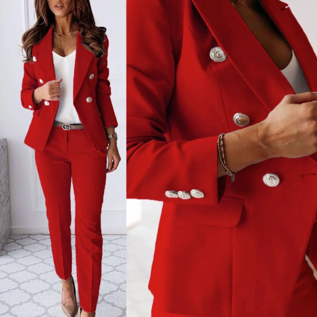 Lily | Women's Double-Breasted Suit Set-Metro Lane Plaza