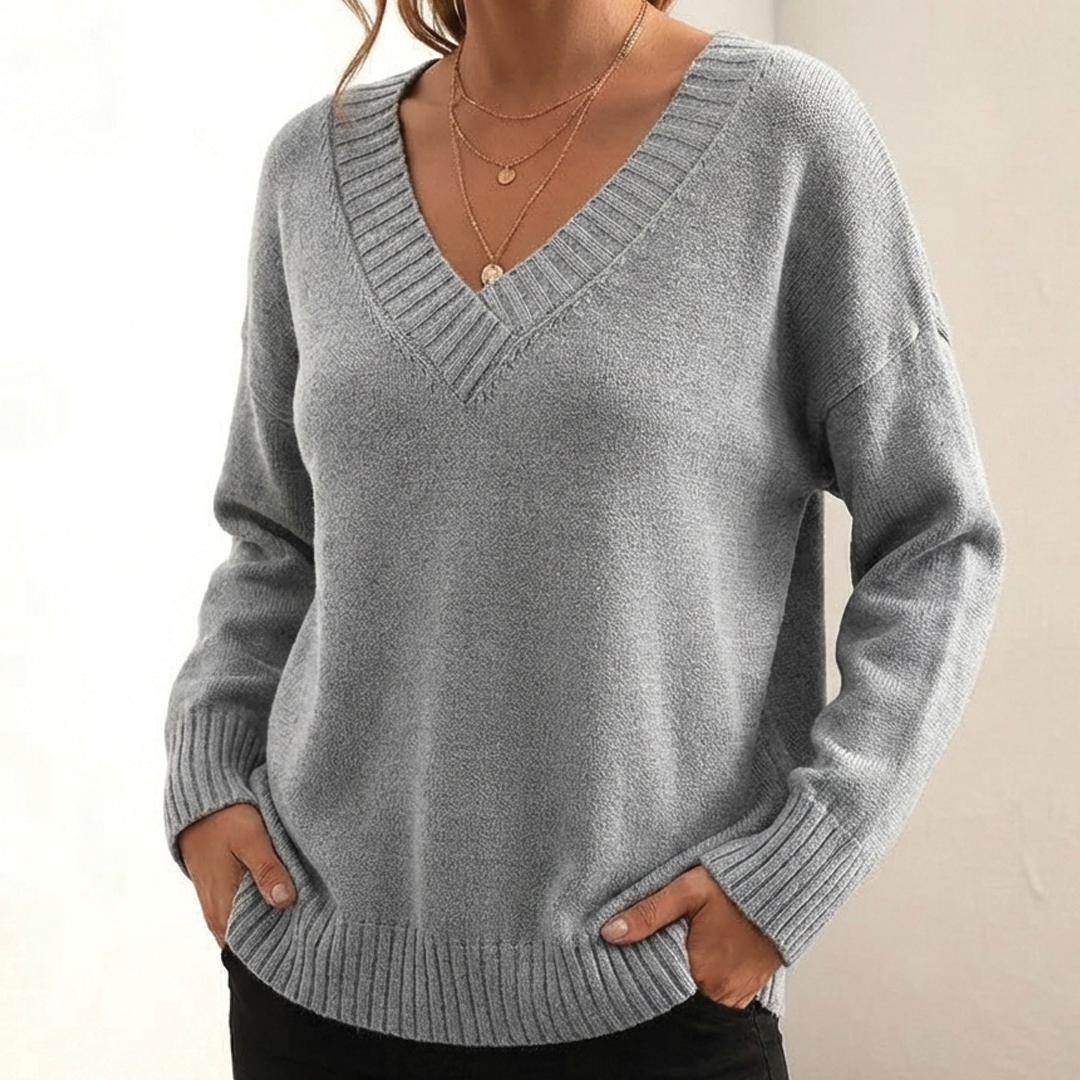 Sweater med V-hals til kvinder