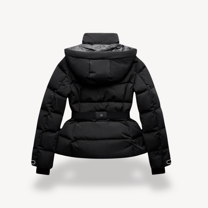Damen-Steppjacke mit Kapuze und Gürtel