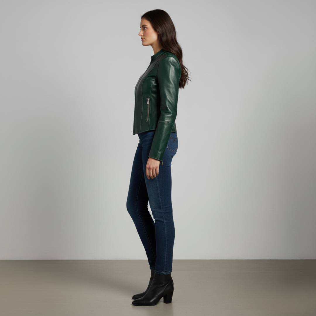 Ava | Women's Classic Leather Jacket-Metro Lane Plaza