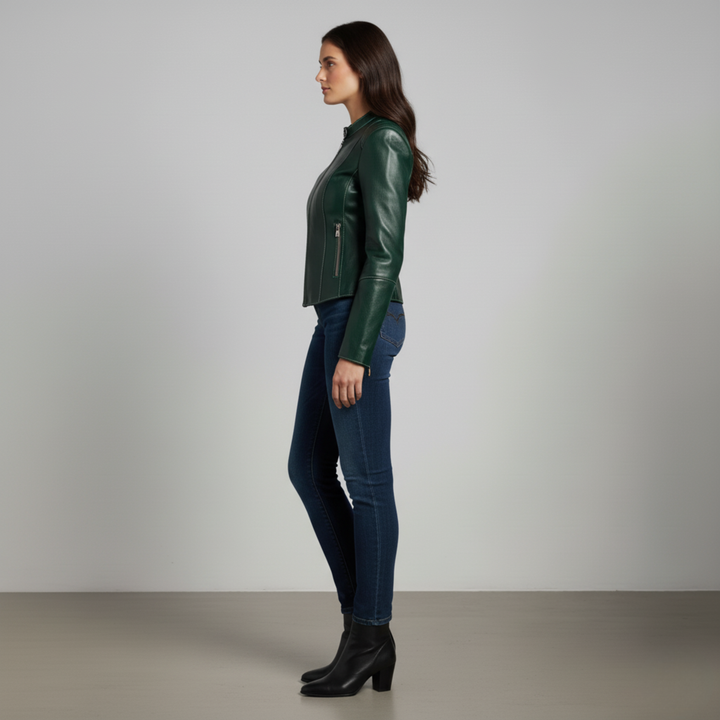 Ava | Women's Classic Leather Jacket-Metro Lane Plaza