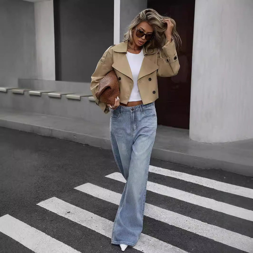 Myrthe | Women's Short Trench Coat-Metro Lane Plaza