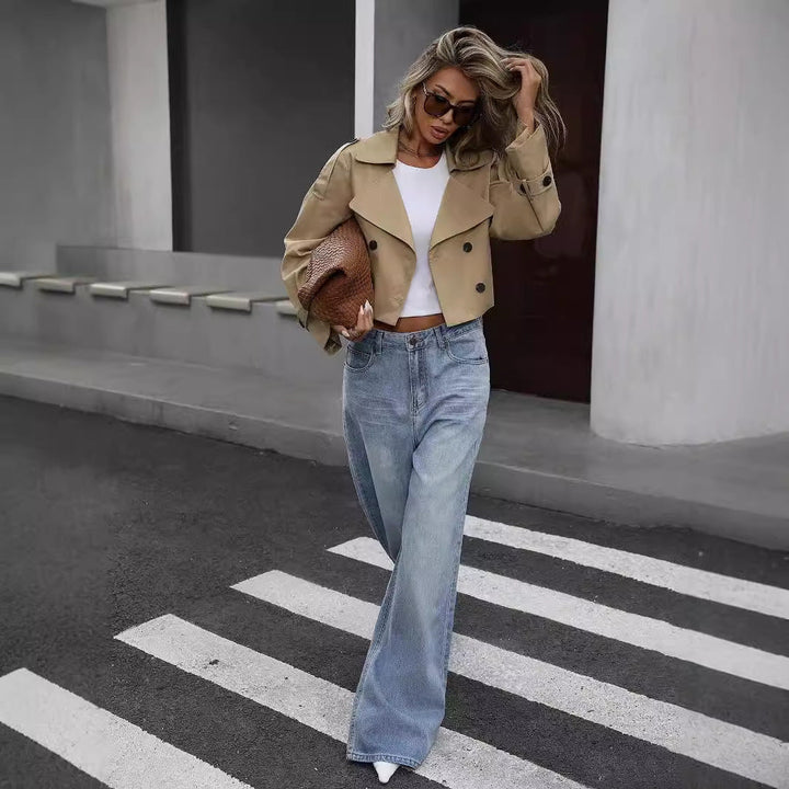 Myrthe | Women's Short Trench Coat-Metro Lane Plaza
