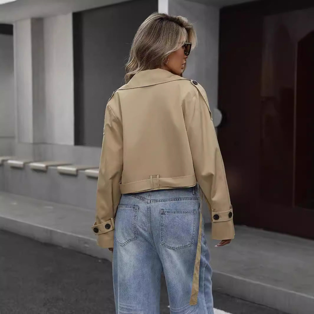 Myrthe | Women's Short Trench Coat-Metro Lane Plaza