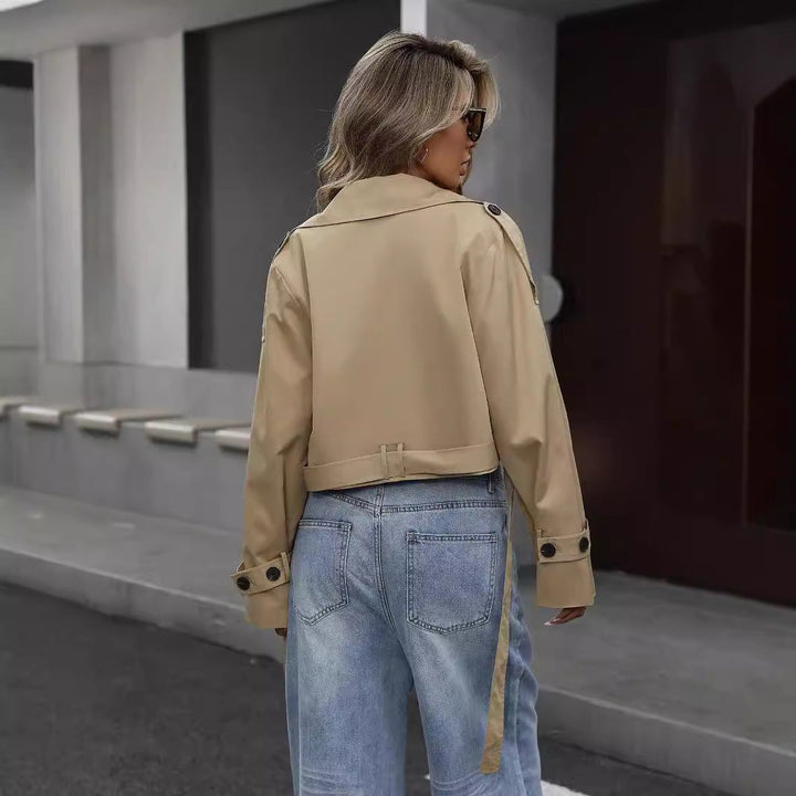 Myrthe | Women's Short Trench Coat-Metro Lane Plaza