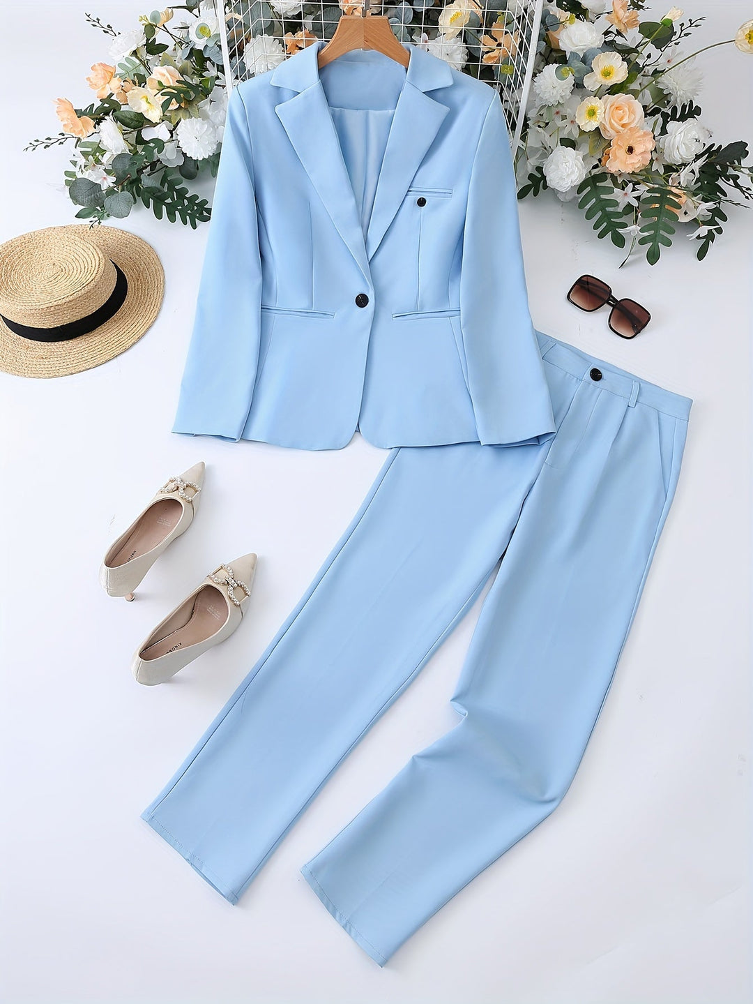 Women's Timeless Blazer Suit with Lapel Collar – Elegant for All Seasons-Metro Lane Plaza