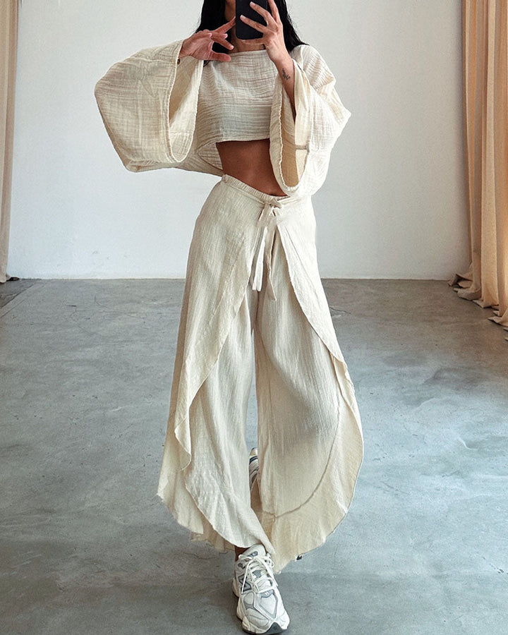 Stacy | Women's Gauze Two-Piece Outfit-Metro Lane Plaza