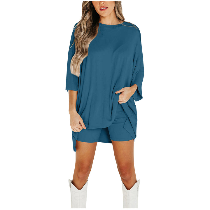 Summer Shorts Suit | Women's Loose T-Shirt & Slim Fit Pants-Metro Lane Plaza