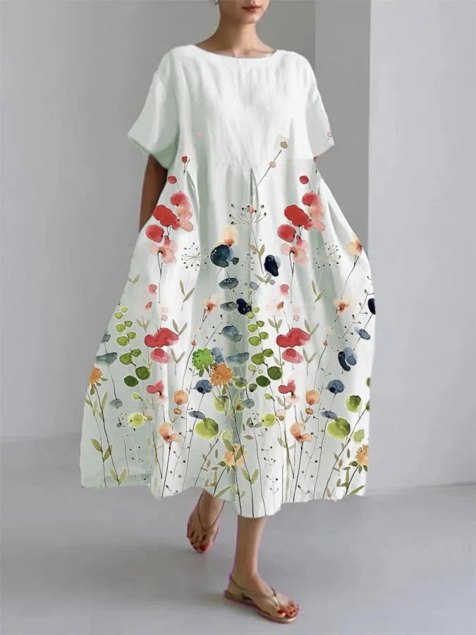 Agnes | Women's Casual Floral Long Dress for Summer-Metro Lane Plaza
