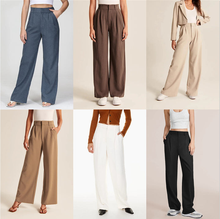 Casual Wide Leg Trousers with Pockets for Women - High Waist Style-Metro Lane Plaza