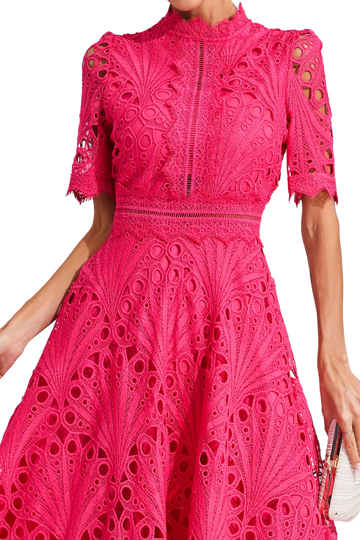 Women's Elegant Lace Midi Dress-Metro Lane Plaza