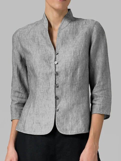 Women's Elegant Linen Blazer-Metro Lane Plaza