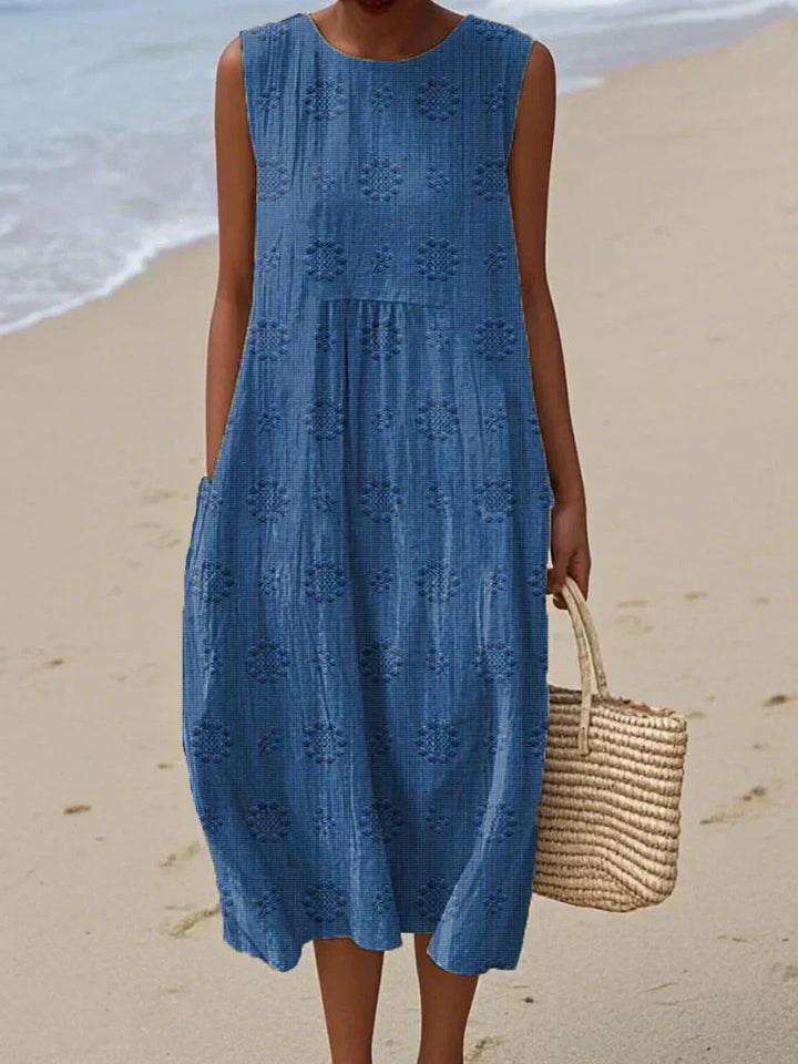 Women's Printed Midi Dress-Metro Lane Plaza