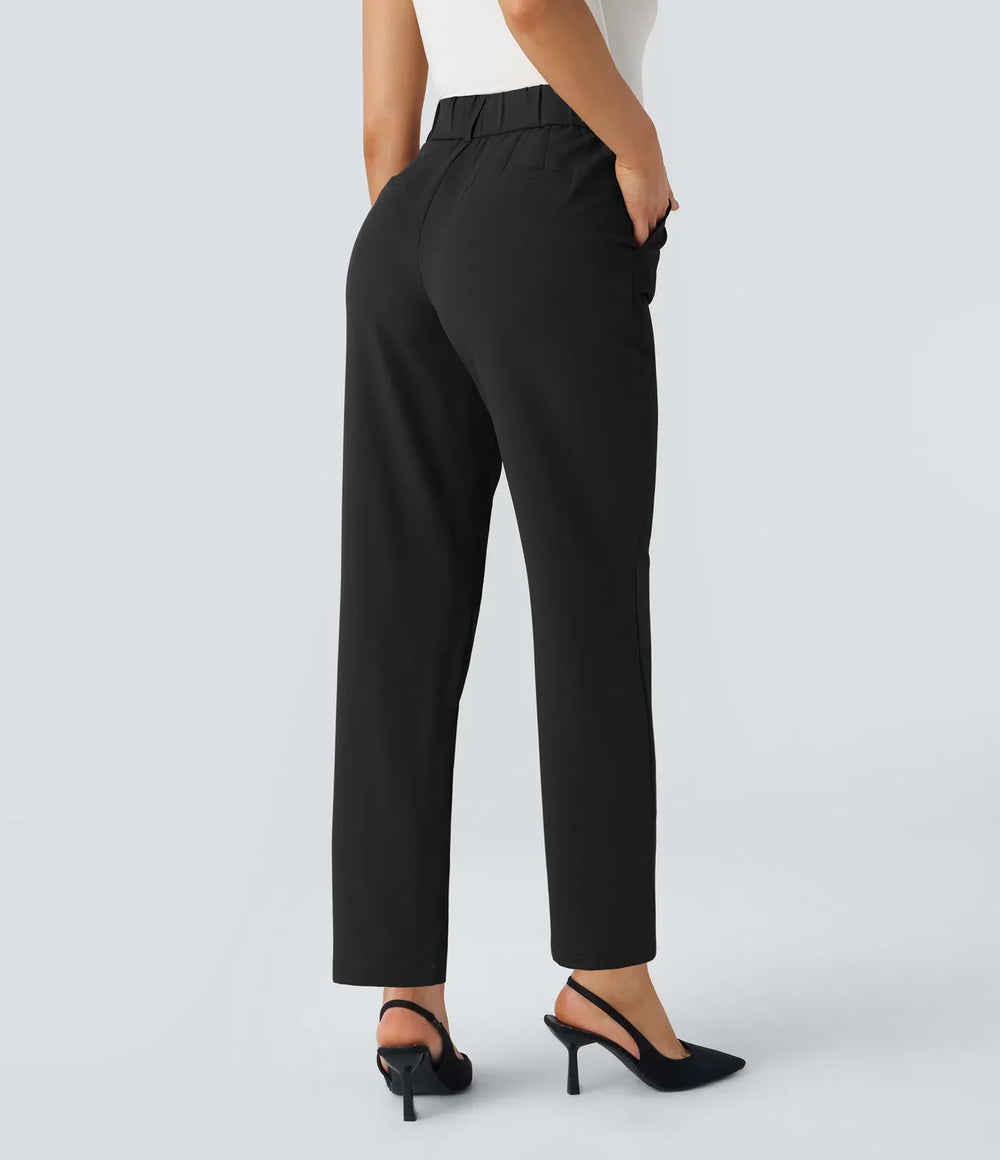 Hella | Women's High-Waisted Soft Stretch Trousers-Metro Lane Plaza