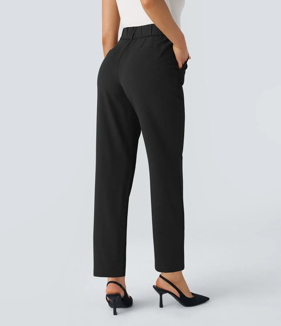 Hella | Women's High-Waisted Soft Stretch Trousers-Metro Lane Plaza