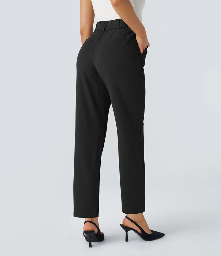 Hella | Women's High-Waisted Soft Stretch Trousers-Metro Lane Plaza