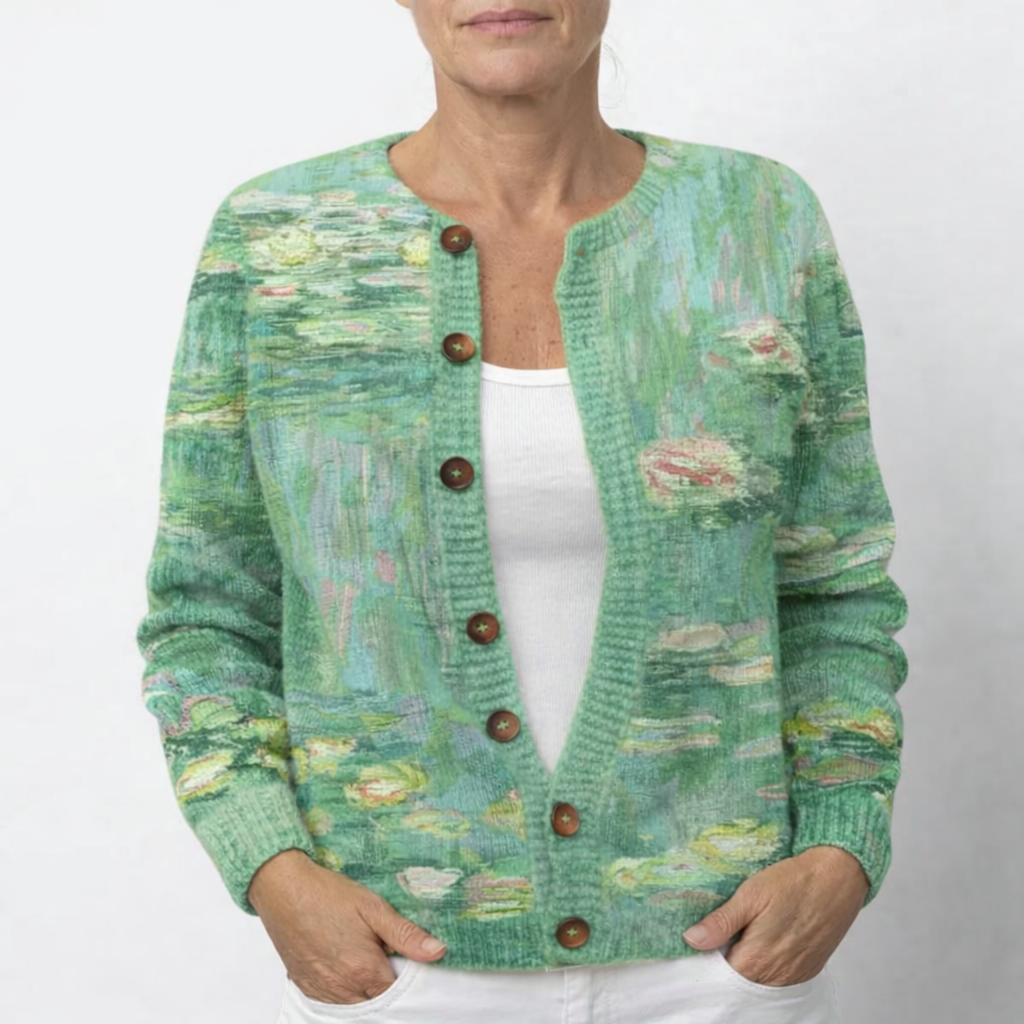 Gestrickter Damenpullover mit Print