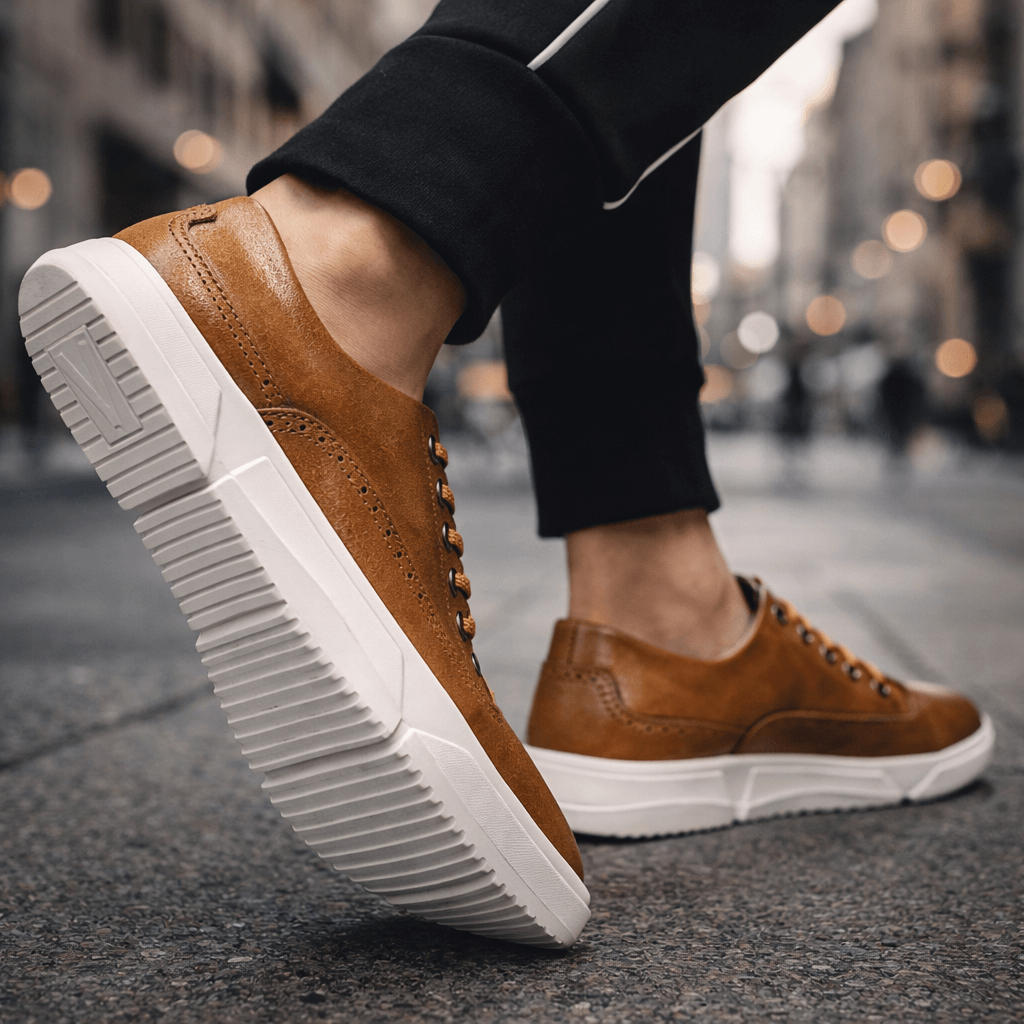 Brogue-sneakers i læder til mænd