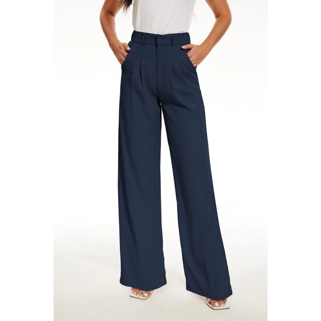 Emily | Women's High-Waisted Wide Leg Casual Pants for Everyday Wear-Metro Lane Plaza