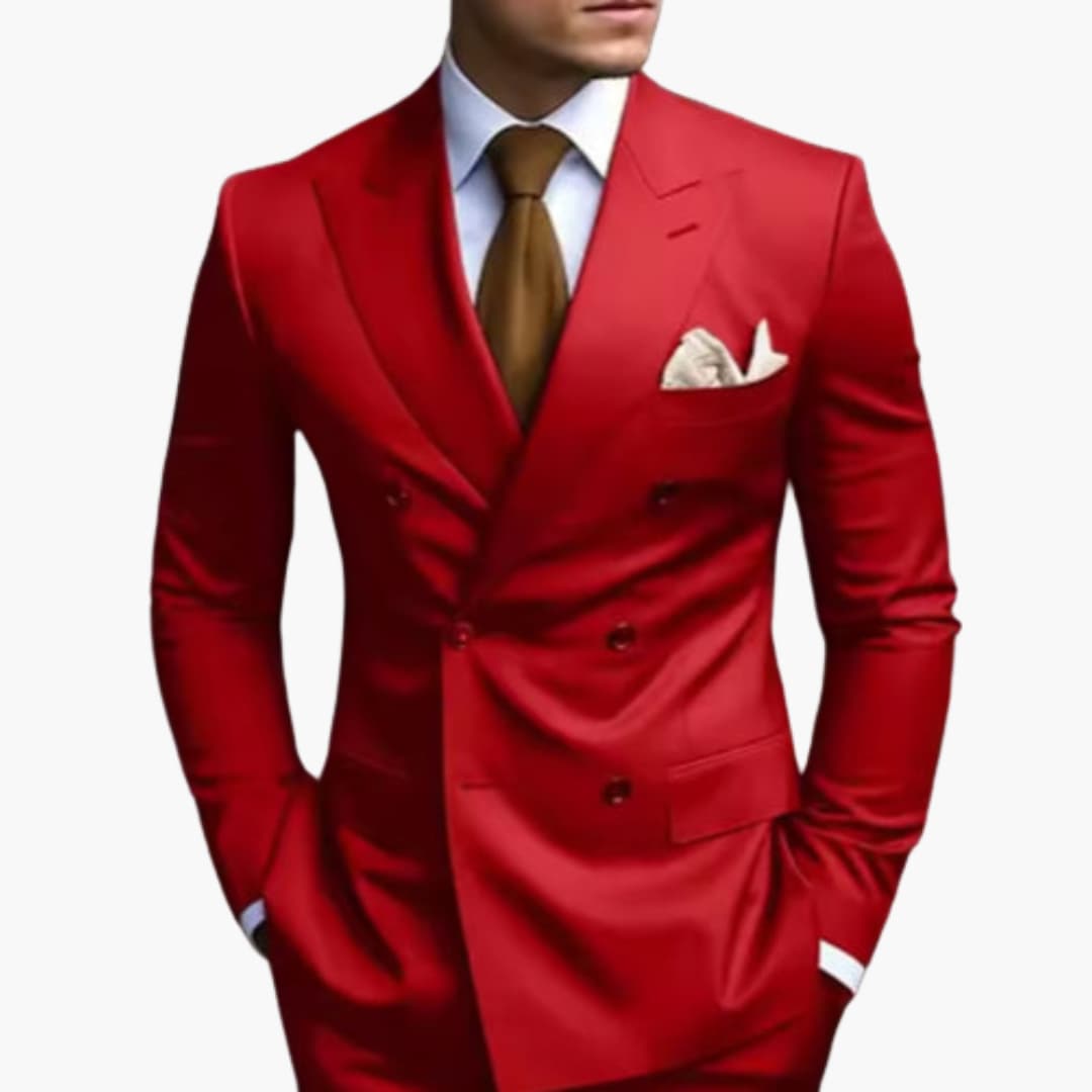 Men's Premium Double-Breasted Six-Button Two-Piece Suit-Metro Lane Plaza